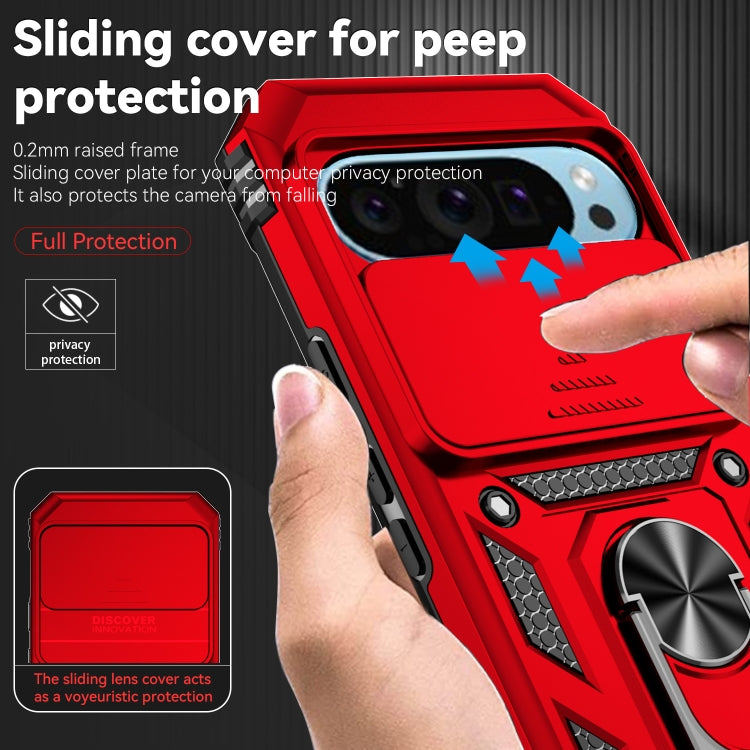 For Google Pixel 9 Sliding Camshield Holder Phone Case(Red) - Google Cases by buy2fix | Online Shopping UK | buy2fix