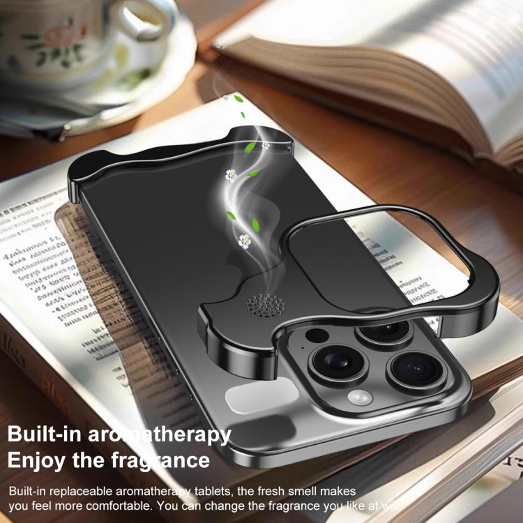 For iPhone 12 Pro Max Aromatherapy Alloy Frameless Phone Case(Black) - iPhone 12 Pro Max Cases by buy2fix | Online Shopping UK | buy2fix