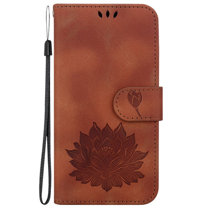 For Motorola Moto G Power 5G 2024 Lotus Embossed Leather Phone Case(Brown) - Motorola Cases by buy2fix | Online Shopping UK | buy2fix