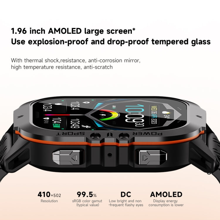 LEMFO C26 1.96 inch Sport Smart Watch, Support Bluetooth Call / Message Notification / Heart Rate / Blood Pressure Health Monitor(Orange) - Smart Watches by LEMFO | Online Shopping UK | buy2fix