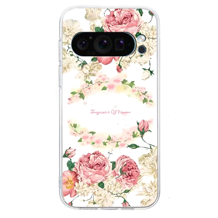 For Google Pixel 9 Pro Colored Drawing Pattern Transparent TPU Phone Case(Rose) - Google Cases by buy2fix | Online Shopping UK | buy2fix