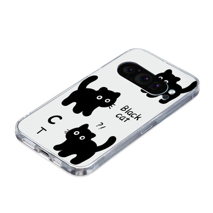 For Google Pixel 9 Pro Colored Drawing Pattern Transparent TPU Phone Case(Black Cat) - Google Cases by buy2fix | Online Shopping UK | buy2fix