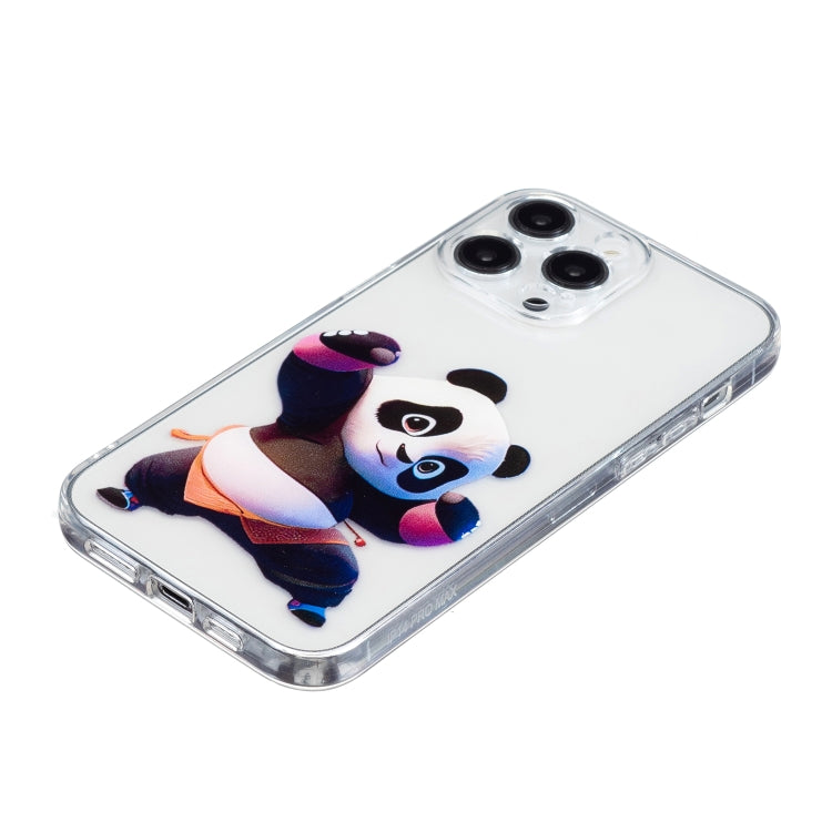 For iPhone 16 Pro Colored Drawing Pattern Transparent TPU Phone Case(Panda) - iPhone 16 Pro Cases by buy2fix | Online Shopping UK | buy2fix