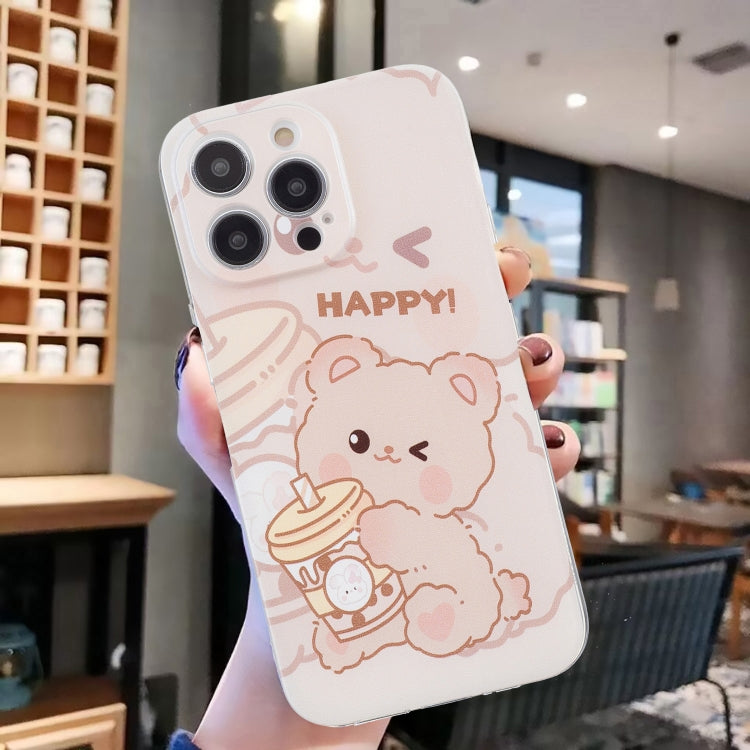 For iPhone 16 Pro Colored Drawing Pattern Transparent TPU Phone Case(Bear) - iPhone 16 Pro Cases by buy2fix | Online Shopping UK | buy2fix