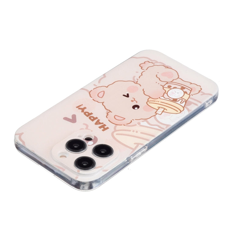 For iPhone 16 Pro Colored Drawing Pattern Transparent TPU Phone Case(Bear) - iPhone 16 Pro Cases by buy2fix | Online Shopping UK | buy2fix