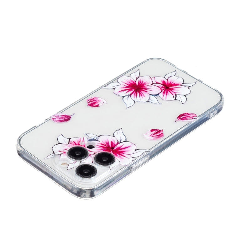 For iPhone 16 Pro Max Colored Drawing Pattern Transparent TPU Phone Case(Sakura) - iPhone 16 Pro Max Cases by buy2fix | Online Shopping UK | buy2fix