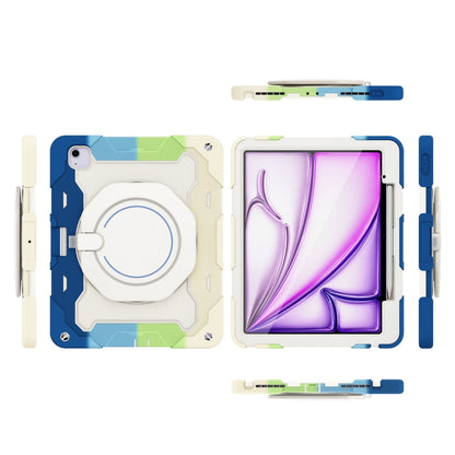 For iPad Air 13 2024 Armor Portable Rotating Ring Holder Silicone Tablet Case with Pen Slot(Colorful Blue) - iPad Air 13 2024 Cases by buy2fix | Online Shopping UK | buy2fix