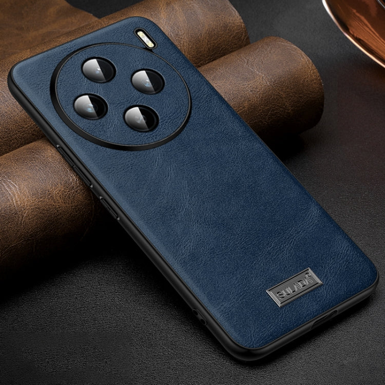 For vivo X100 SULADA Shockproof TPU + Handmade Leather Phone Case(Blue) - vivo Cases by SULADA | Online Shopping UK | buy2fix