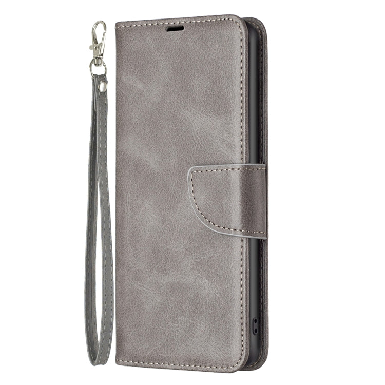 For Samsung Galaxy S25 5G Lambskin Texture Pure Color Flip Leather Phone Case(Grey) - Galaxy S25 5G Cases by buy2fix | Online Shopping UK | buy2fix