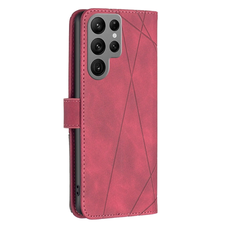 For Samsung Galaxy S25 Ultra 5G Magnetic Buckle Rhombus Texture Leather Phone Case(Red) - Galaxy S25 Ultra 5G Cases by buy2fix | Online Shopping UK | buy2fix