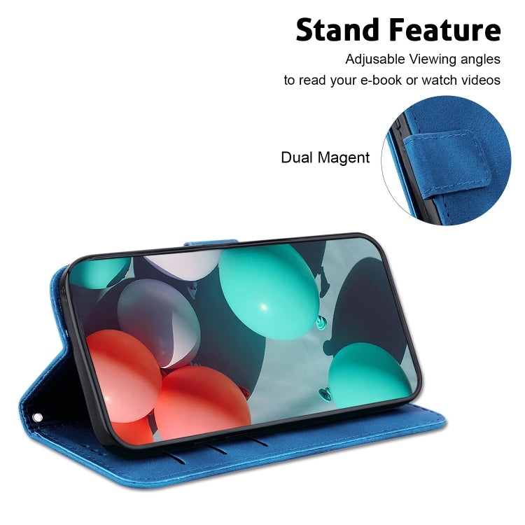 For Xiaomi Redmi K70 / K70 Pro Seven-shaped Embossed Leather Phone Case(Blue) - K70 Cases by buy2fix | Online Shopping UK | buy2fix