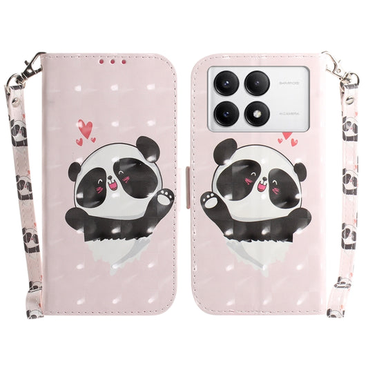 For Xiaomi Redmi K70 Pro / K70 3D Colored Flip Leather Phone Case(Heart Panda) - K70 Cases by buy2fix | Online Shopping UK | buy2fix