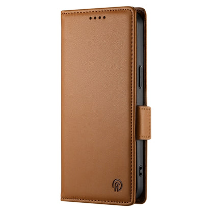 For Google Pixel 9 Pro Side Buckle Magnetic Frosted Leather Phone Case(Brown) - Google Cases by buy2fix | Online Shopping UK | buy2fix