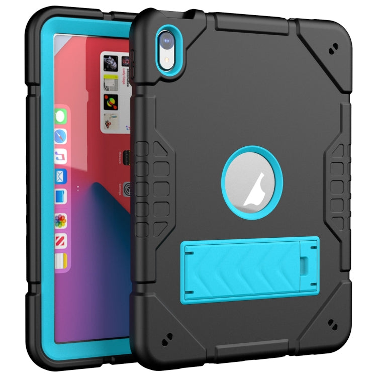 For iPad 10th Gen 10.9 2022 Armor Holder Silicone Hybrid PC Tablet Case(Black Blue) - iPad 10th Gen 10.9 Cases by buy2fix | Online Shopping UK | buy2fix