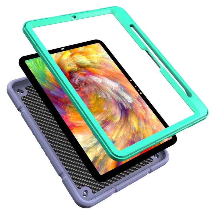 For iPad Pro 11 2024 Armor Holder Silicone Hybrid PC Tablet Case(Purple Mint Green) - iPad Pro 11 2024 Cases by buy2fix | Online Shopping UK | buy2fix