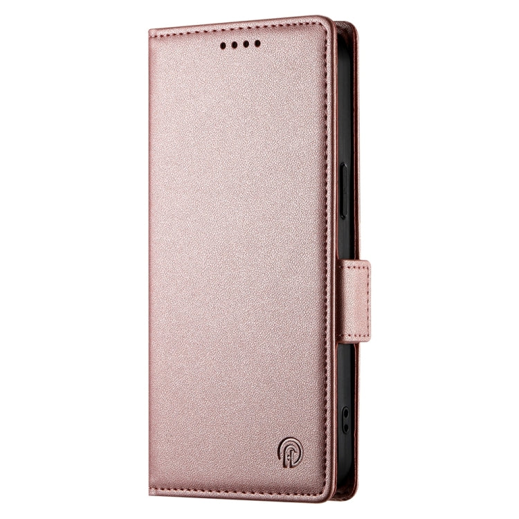 For iPhone 16 Pro Max Side Buckle Magnetic Frosted Leather Phone Case(Rose Gold) - iPhone 16 Pro Max Cases by buy2fix | Online Shopping UK | buy2fix