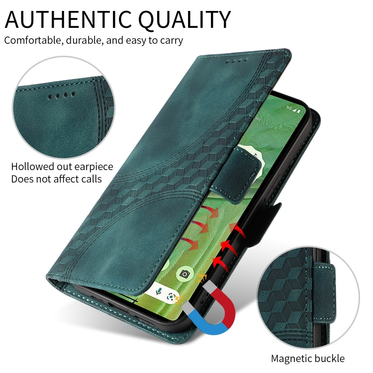 For Google Pixel 9 / 9 Pro Embossed Rhombus Starry Leather Phone Case(Green) - Google Cases by buy2fix | Online Shopping UK | buy2fix