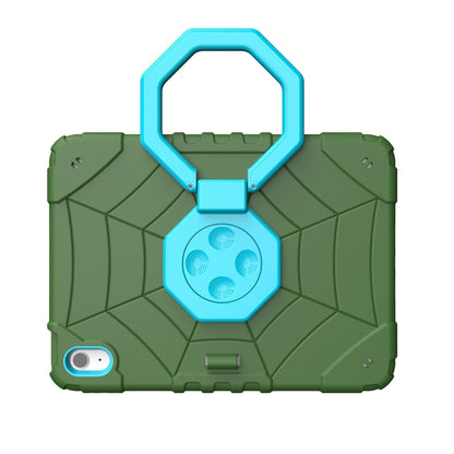 For iPad Air 11 2024 Spider Turntable Handle Stress Relief Tablet Case(Army Green Blue) - iPad Air 11 2024 Cases by buy2fix | Online Shopping UK | buy2fix