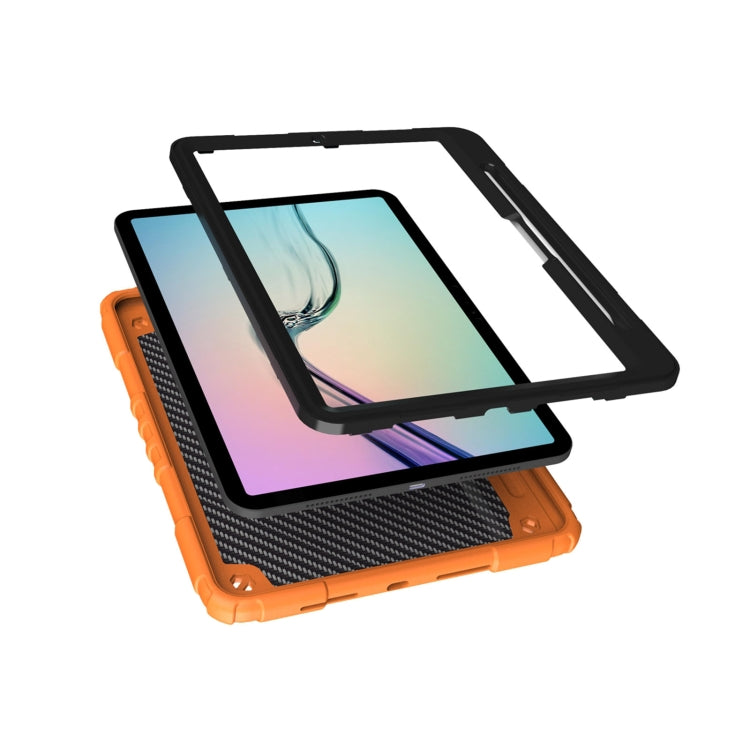 For iPad Pro 11 2024 Spider Turntable Handle Stress Relief Tablet Case(Orange Black) - iPad Pro 11 2024 Cases by buy2fix | Online Shopping UK | buy2fix