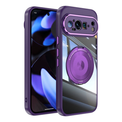 For Google Pixel 9 360 Holder Magsafe Acrylic Hybrid TPU Phone Case(Purple) - Google Cases by buy2fix | Online Shopping UK | buy2fix