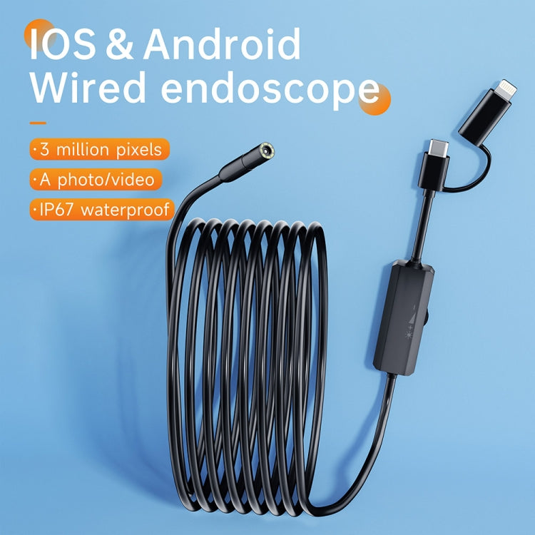 AN112 2 in 1 USB-C / Type-C + 8 Pin Interface 8mm HD Industry Endoscope, Length:1m Soft Tube -  by buy2fix | Online Shopping UK | buy2fix