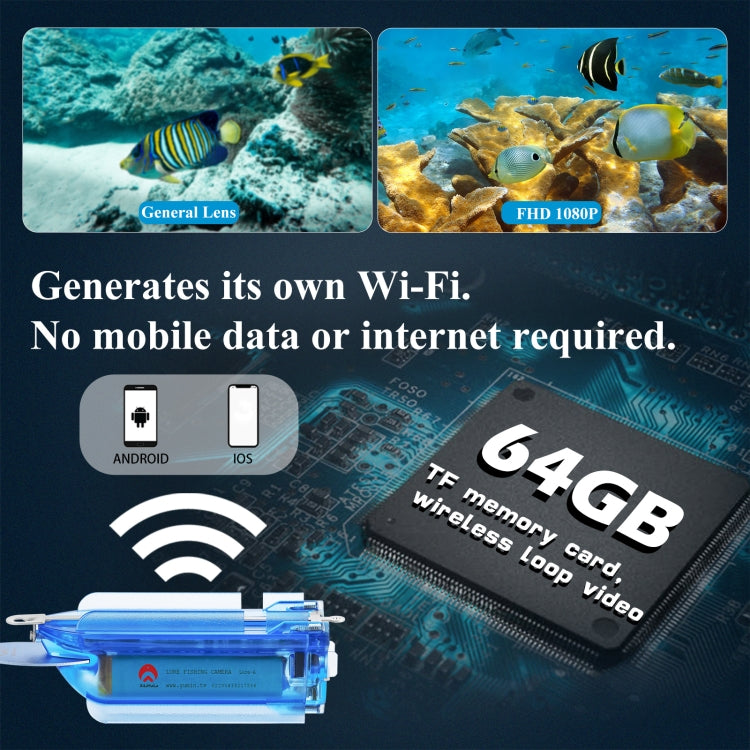 Lure 1080P Wireless Underwater Fishing Video Camera with Loop Recording / APP Remote Control(Blue) - Waterproof Camera by buy2fix | Online Shopping UK | buy2fix