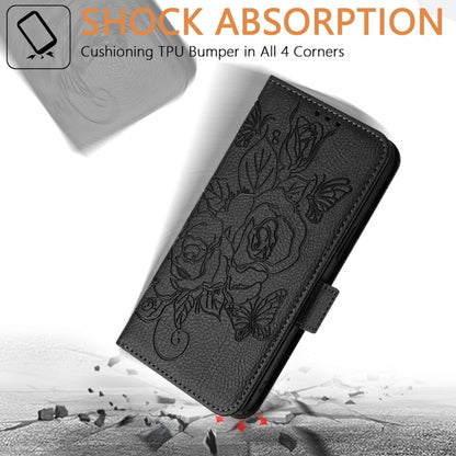 For Blackview A53 Embossed Rose RFID Anti-theft Leather Phone Case(Black) - More Brand by buy2fix | Online Shopping UK | buy2fix