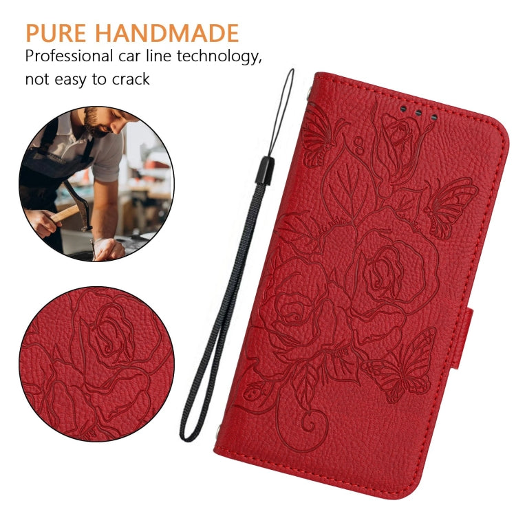 For Blackview WAVE 6C Embossed Rose RFID Anti-theft Leather Phone Case(Red) - More Brand by buy2fix | Online Shopping UK | buy2fix