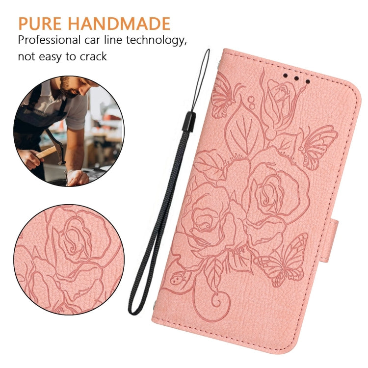 For Google Pixel 9 / 9 Pro Embossed Rose RFID Anti-theft Leather Phone Case(Pink) - Google Cases by buy2fix | Online Shopping UK | buy2fix