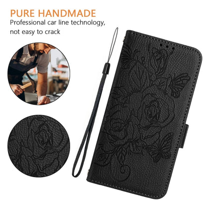 For Google Pixel 9 Pro XL Embossed Rose RFID Anti-theft Leather Phone Case(Black) - Google Cases by buy2fix | Online Shopping UK | buy2fix