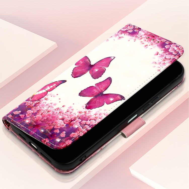 For Samsung Galaxy S25 5G 3D Painting Horizontal Flip Leather Phone Case(Rose Butterfly) - Galaxy S25 5G Cases by buy2fix | Online Shopping UK | buy2fix