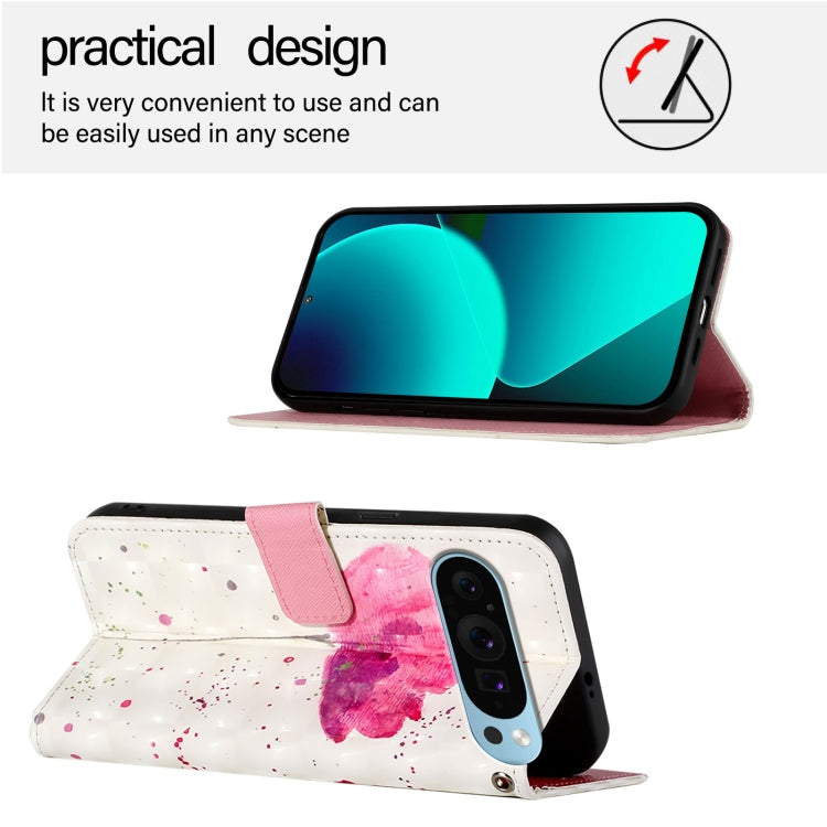 For Google Pixel 9 Pro XL 3D Painting Horizontal Flip Leather Phone Case(Flower) - Google Cases by buy2fix | Online Shopping UK | buy2fix