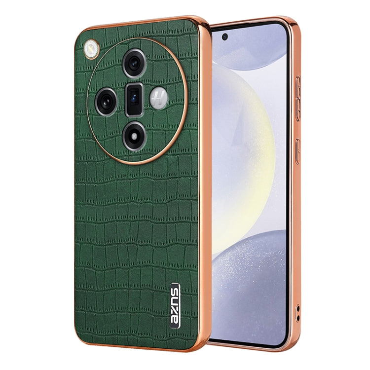 For OPPO Find X7 AZNS Electroplated Frame Crocodile Texture Full Coverage Phone Case(Green) - OPPO Cases by AZNS | Online Shopping UK | buy2fix