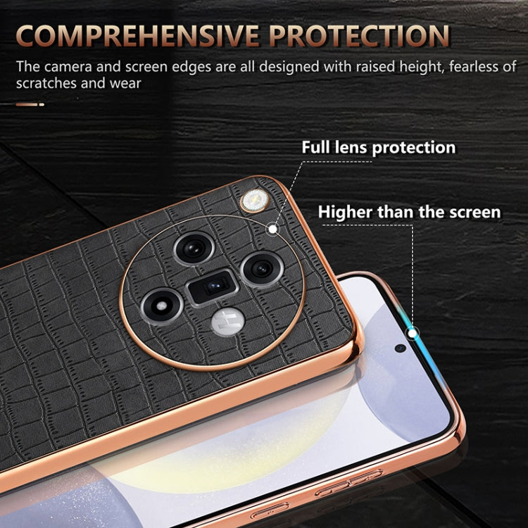 For OPPO Find X7 AZNS Electroplated Frame Crocodile Texture Full Coverage Phone Case(Green) - OPPO Cases by AZNS | Online Shopping UK | buy2fix