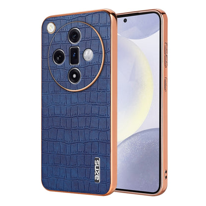 For OPPO Find X7 Ultra AZNS Electroplated Frame Crocodile Texture Full Coverage Phone Case(Blue) - Find X7 Ultra Cases by AZNS | Online Shopping UK | buy2fix