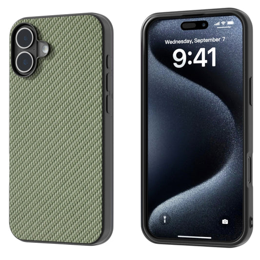 For iPhone 16 Plus Carbon Fiber Texture Protective Phone Case(Green) - iPhone 16 Plus Cases by buy2fix | Online Shopping UK | buy2fix