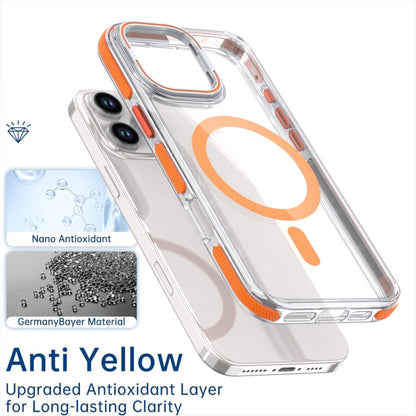 For iPhone 16 Pro Dual-Color Clear Acrylic Hybrid TPU Lens Flip Holder MagSafe Phone Case(Blue) - iPhone 16 Pro Cases by buy2fix | Online Shopping UK | buy2fix