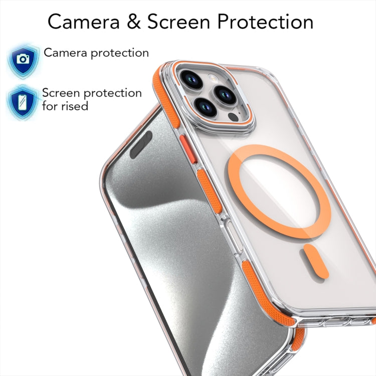 For iPhone 16 Plus Dual-Color Clear Acrylic Hybrid TPU Lens Flip Holder MagSafe Phone Case(White) - iPhone 16 Plus Cases by buy2fix | Online Shopping UK | buy2fix