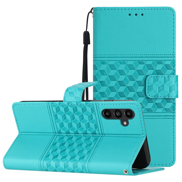 For Samsung Galaxy S25 5G Diamond Embossed Skin Feel Leather Phone Case(Blue) - Galaxy S25 5G Cases by buy2fix | Online Shopping UK | buy2fix