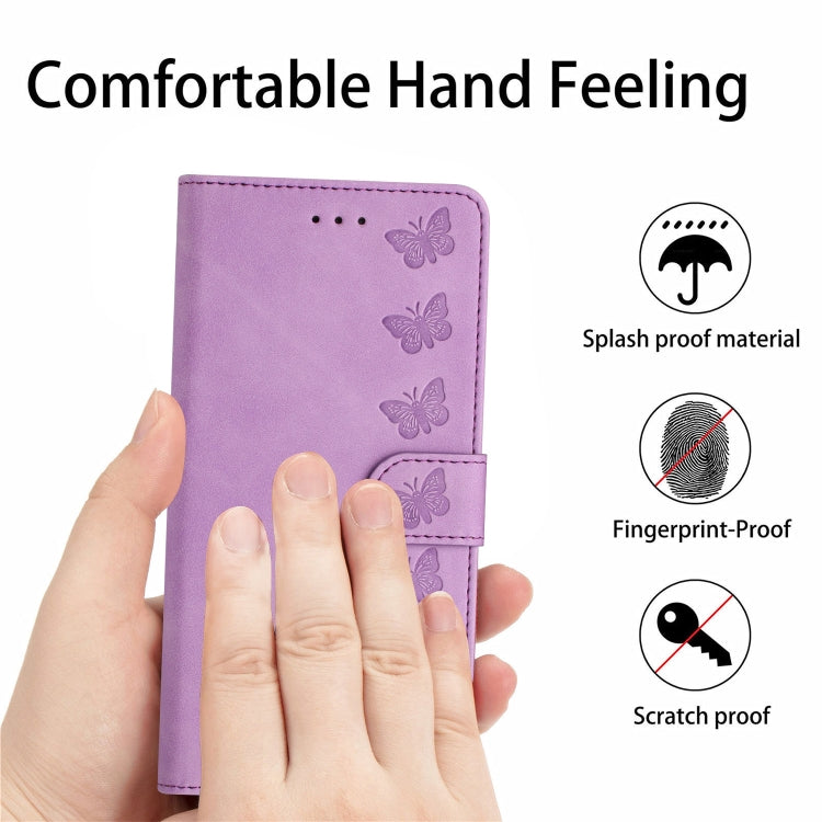 For Samsung Galaxy S25 5G Flower Butterfly Embossing Pattern Leather Phone Case(Purple) - Galaxy S25 5G Cases by buy2fix | Online Shopping UK | buy2fix