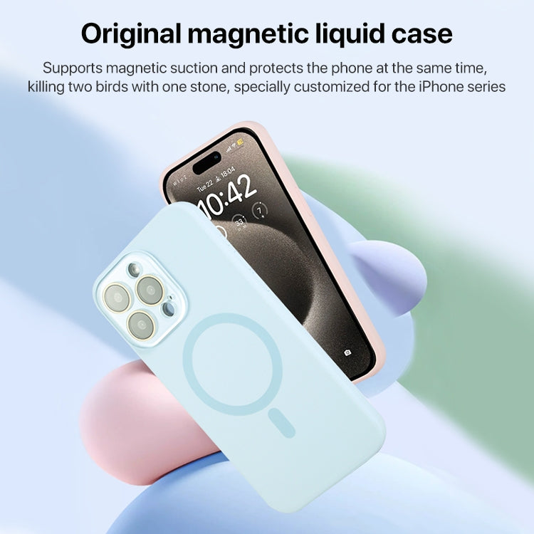 For iPhone 15 Pro MagSafe Liquid Silicone Full Coverage Phone Case with Lens Film(Blue) - iPhone 15 Pro Cases by buy2fix | Online Shopping UK | buy2fix