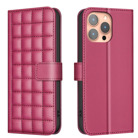 For iPhone 16 Pro Square Texture Leather Phone Case(Red) - iPhone 16 Pro Cases by buy2fix | Online Shopping UK | buy2fix