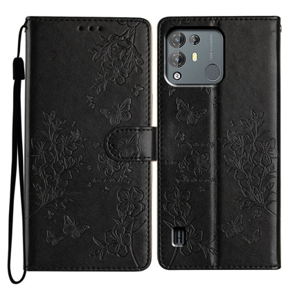 For Blackview A55 Pro Butterflies and Flowers Leather Phone Case(Black) - More Brand by buy2fix | Online Shopping UK | buy2fix