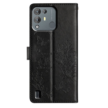 For Blackview A55 Pro Butterflies and Flowers Leather Phone Case(Black) - More Brand by buy2fix | Online Shopping UK | buy2fix