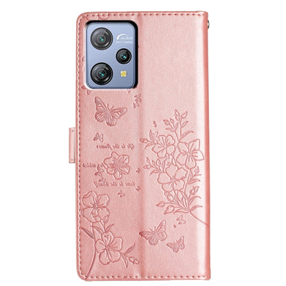 For Blackview A53 / A53 Pro Butterflies and Flowers Leather Phone Case(Rose Gold) - More Brand by buy2fix | Online Shopping UK | buy2fix