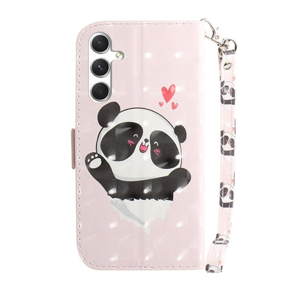 For Samsung Galaxy S25 5G 3D Colored Horizontal Flip Leather Phone Case(Heart Panda) - Galaxy S25 5G Cases by buy2fix | Online Shopping UK | buy2fix