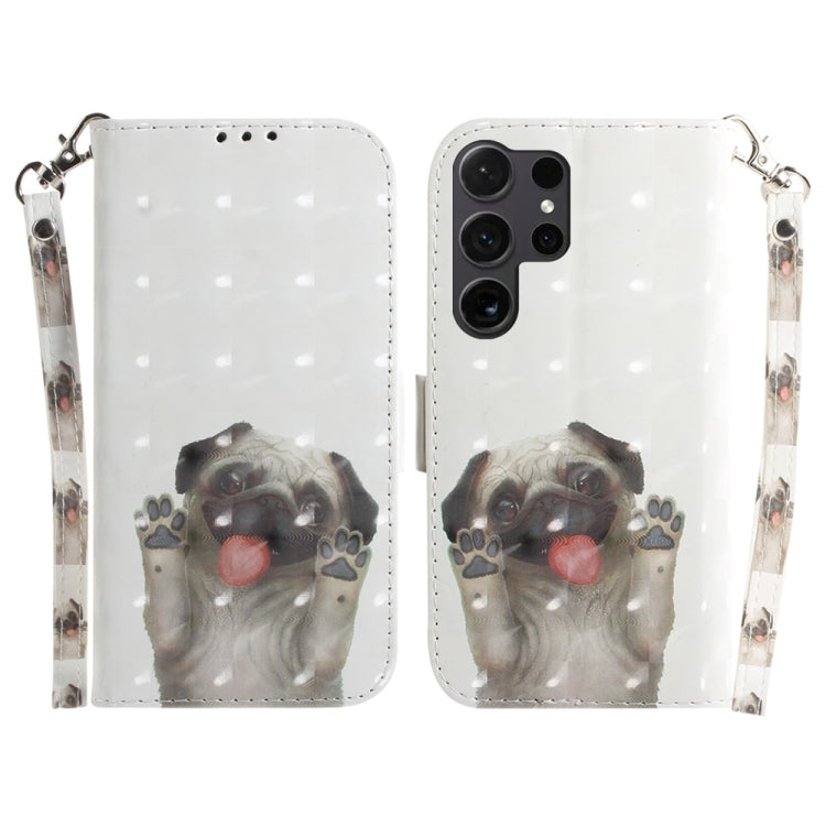 For Samsung Galaxy S25 Ultra 5G 3D Colored Horizontal Flip Leather Phone Case(Pug) - Galaxy S25 Ultra 5G Cases by buy2fix | Online Shopping UK | buy2fix