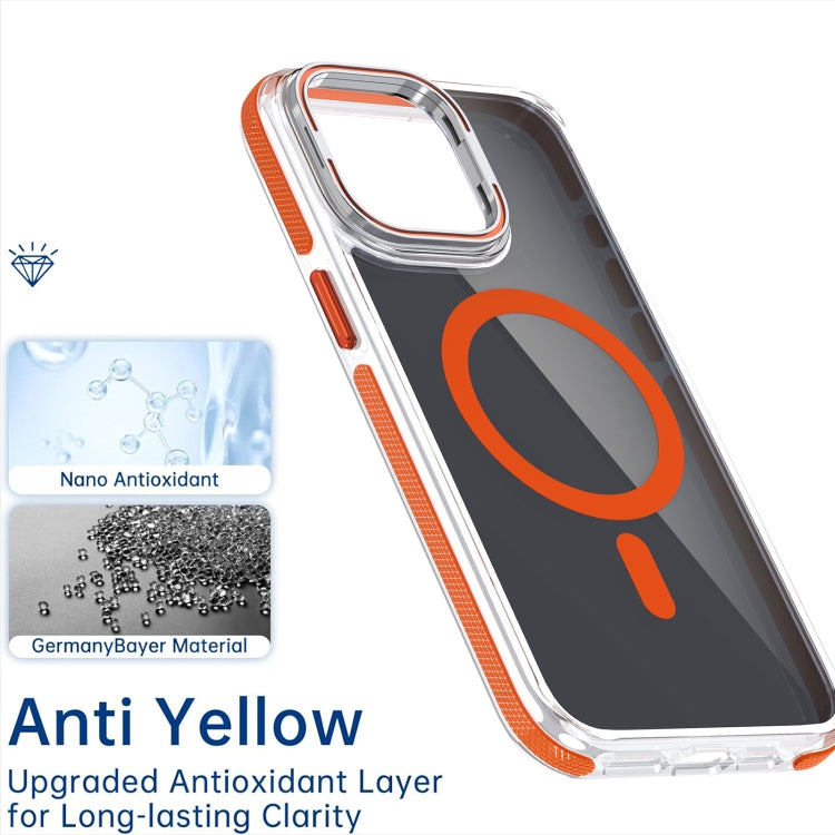 For iPhone 14 Pro Max Magsafe Dual-Color Transparent Black Lens Holder Phone Case(White) - iPhone 14 Pro Max Cases by buy2fix | Online Shopping UK | buy2fix