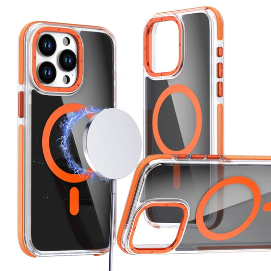 For iPhone 16 Pro Magsafe Dual-Color Transparent Black Full Coverage Phone Case(Orange) - iPhone 16 Pro Cases by buy2fix | Online Shopping UK | buy2fix