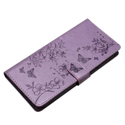 For Motorola Moto G Play 5G 2024 Butterflies and Flowers Leather Phone Case(Purple) - Motorola Cases by buy2fix | Online Shopping UK | buy2fix